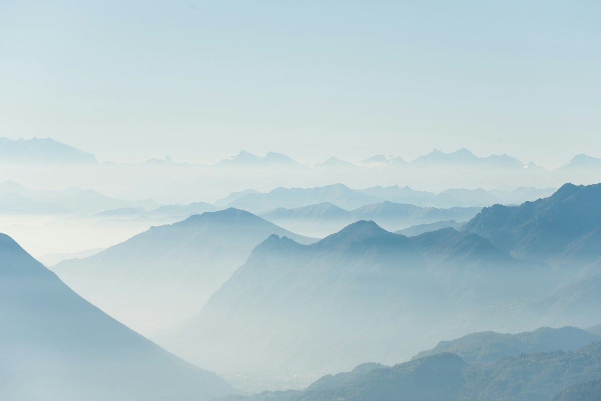 Pale blue misty mountains